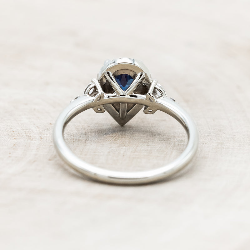 "DREAM" - PEAR-SHAPED LAB-GROWN ALEXANDRITE ENGAGEMENT RING WITH DIAMOND HALO & ACCENTS-Staghead Designs