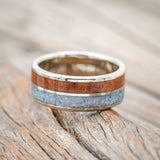 "DYAD" - COTTON CANDY OPAL & REDWOOD WEDDING BAND-Staghead Designs