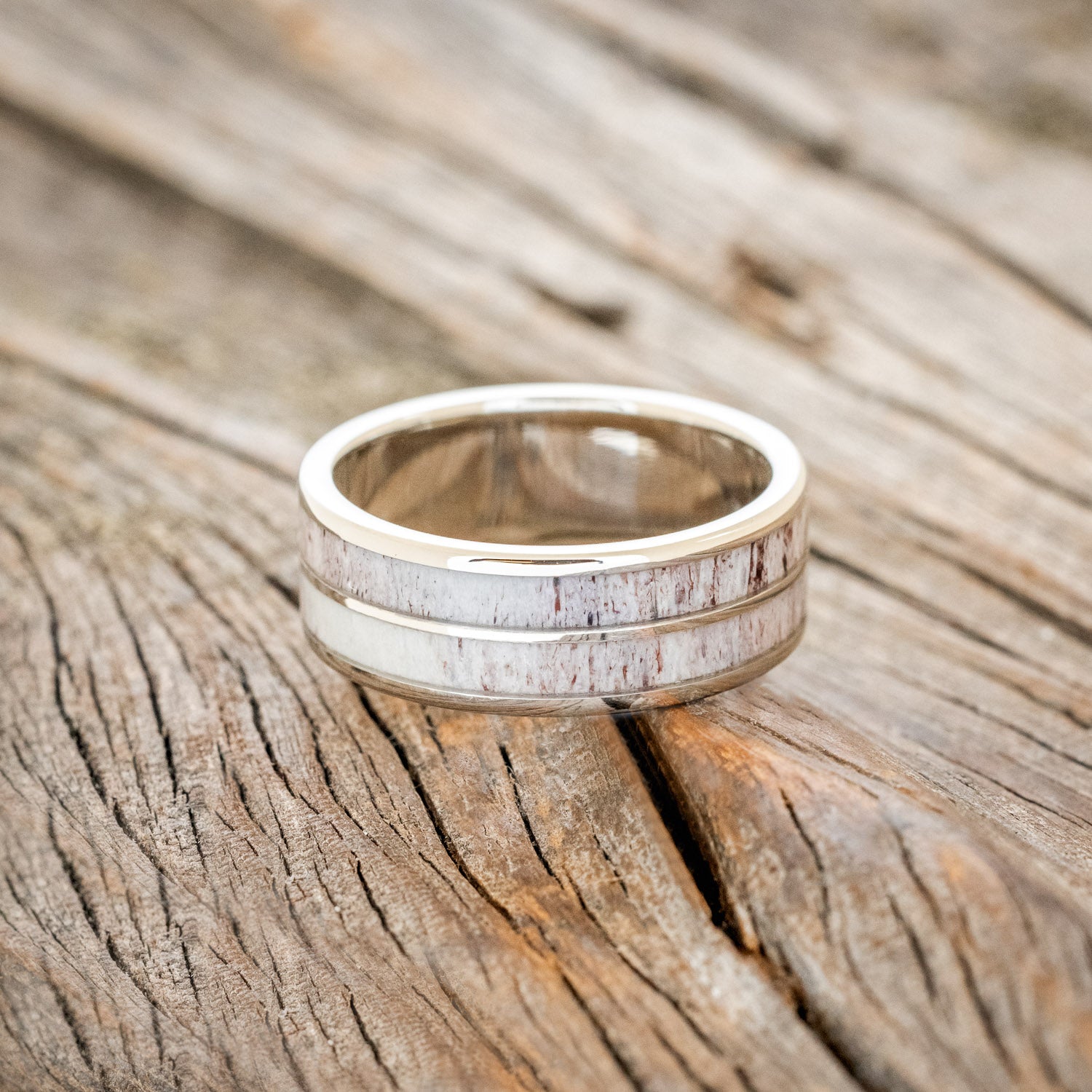 "DYAD" - ANTLER INLAY WEDDING BAND-15