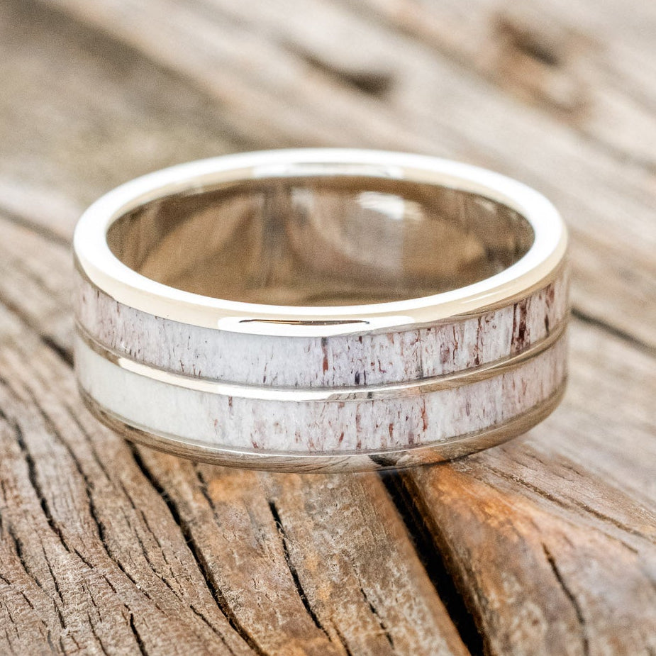 "DYAD" - ANTLER INLAY WEDDING BAND-15
