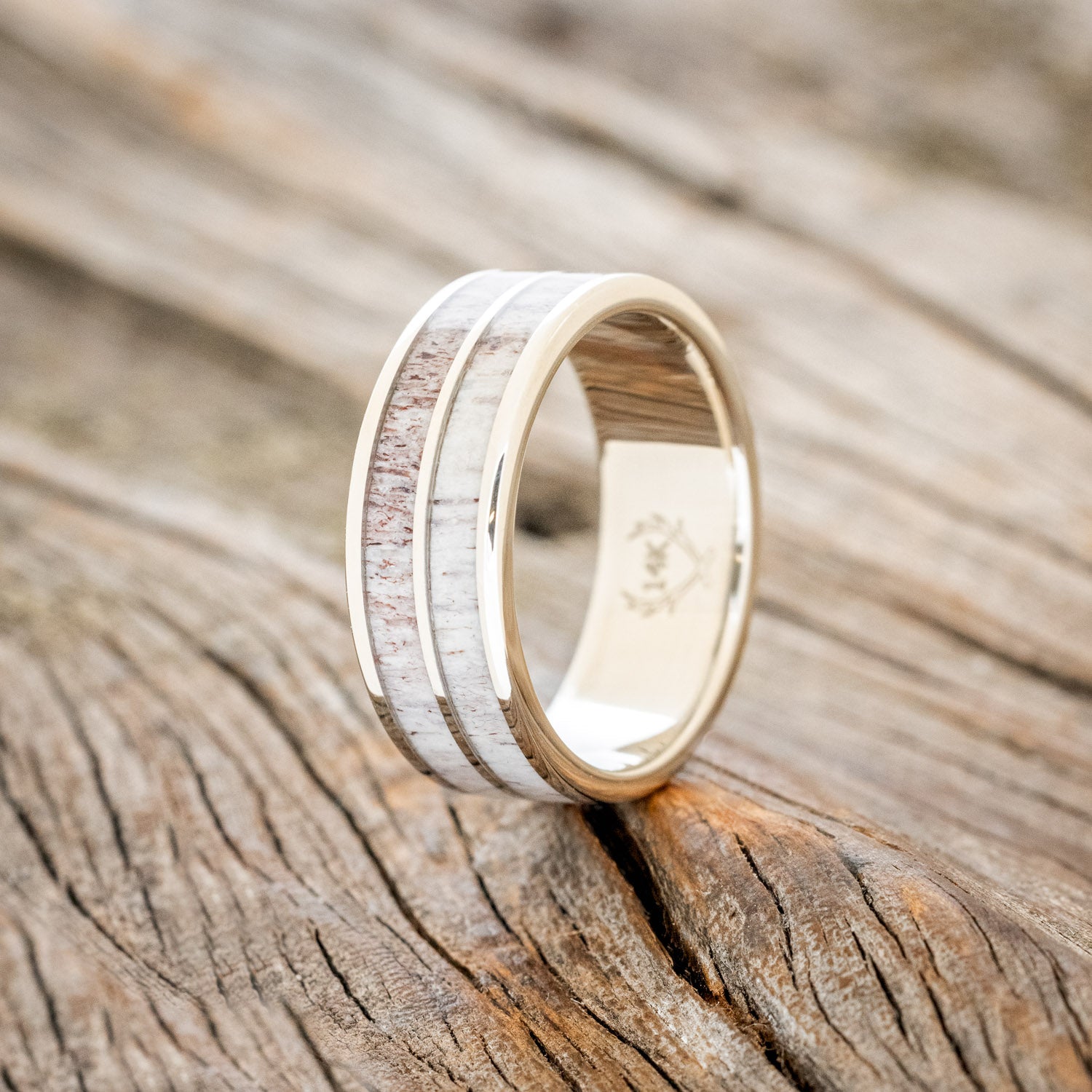 "DYAD" - ANTLER INLAY WEDDING BAND-13