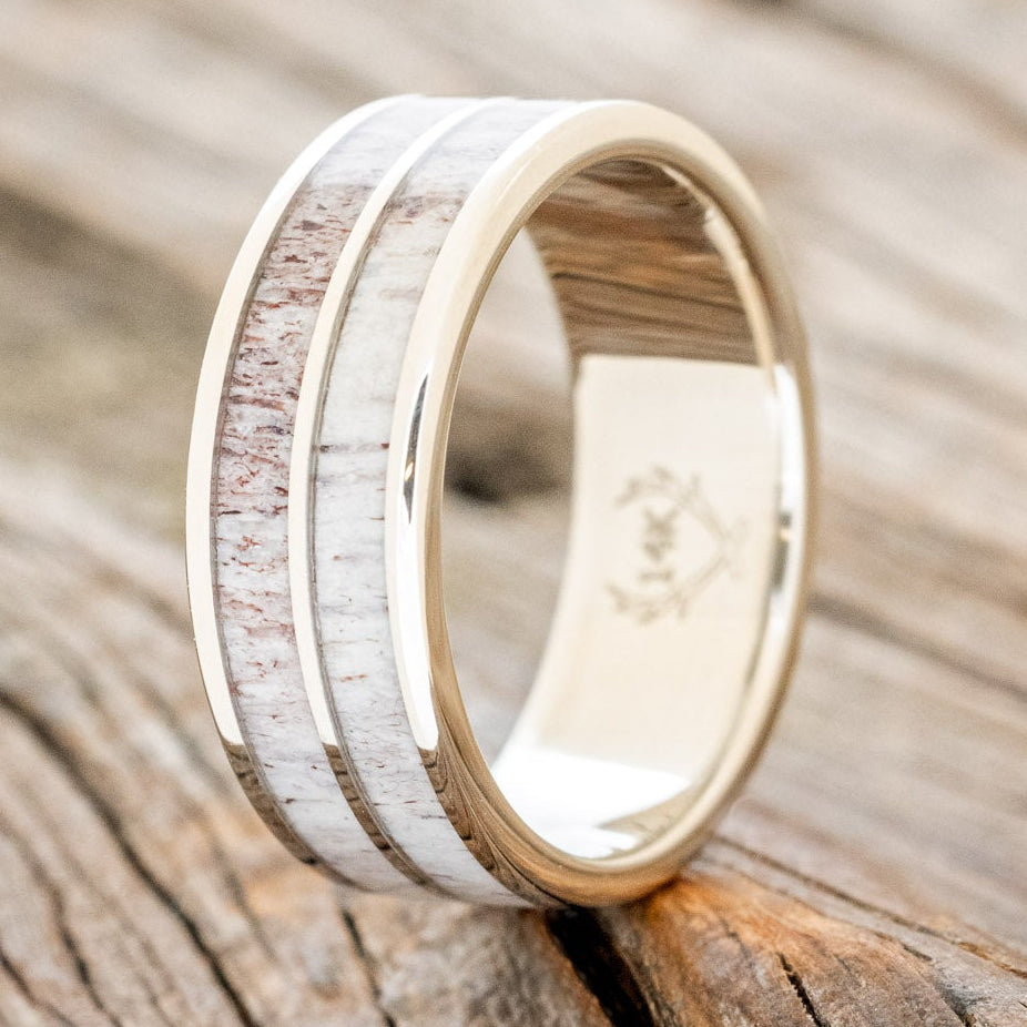 "DYAD" - ANTLER INLAY WEDDING BAND-13