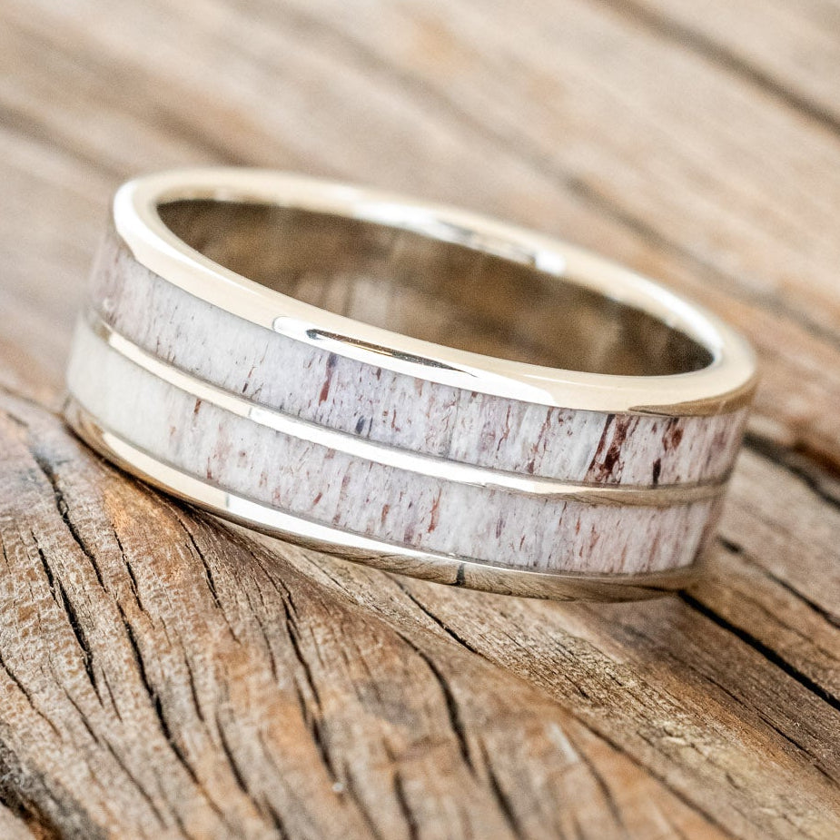 "DYAD" - ANTLER INLAY WEDDING BAND-14