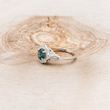 "EILEEN" - ROUND CUT MONTANA SAPPHIRE ENGAGEMENT RING WITH DIAMOND ACCENTS & TRACER