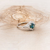 "EILEEN" - ROUND CUT MONTANA SAPPHIRE ENGAGEMENT RING WITH DIAMOND ACCENTS & TRACER