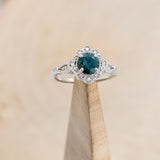 "EILEEN" - ROUND CUT MONTANA SAPPHIRE ENGAGEMENT RING WITH DIAMOND ACCENTS & TRACER