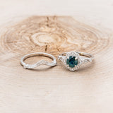 "EILEEN" - ROUND CUT MONTANA SAPPHIRE ENGAGEMENT RING WITH DIAMOND ACCENTS & TRACER