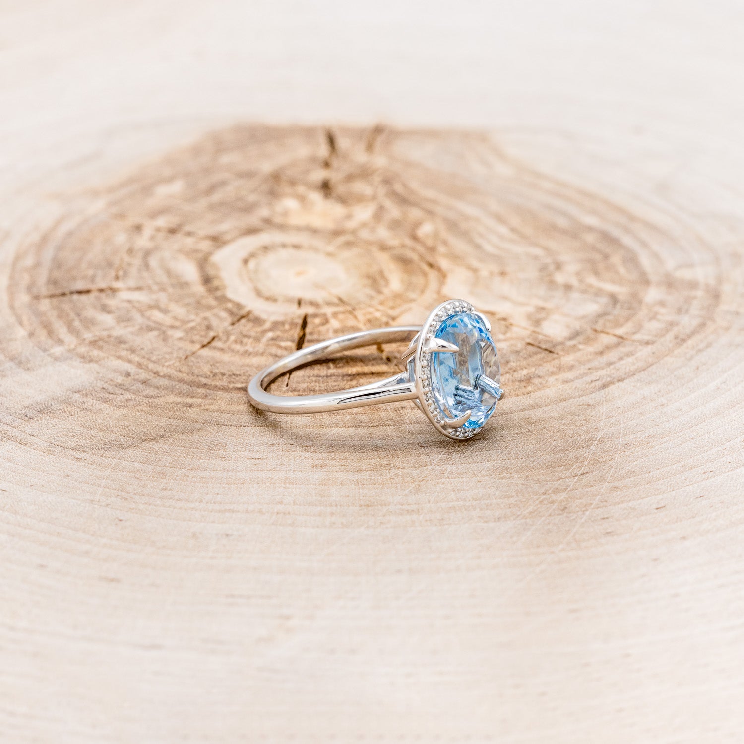 "ELITE" - OVAL AQUAMARINE ENGAGEMENT RING WITH DIAMOND HALO-2