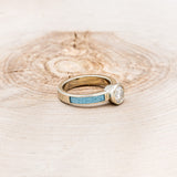 "EOTA" - ROUND CUT BEZEL SET MOISSANITE ENGAGEMENT RING WITH TURQUOISE INLAYS