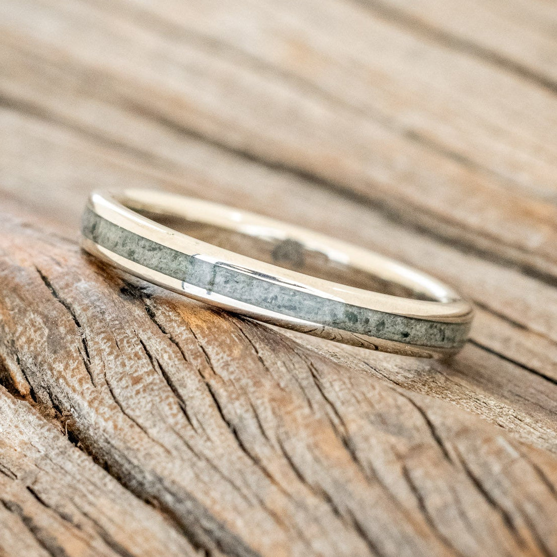 "ETERNA" - MOSS AGATE INLAY STACKING BAND-5