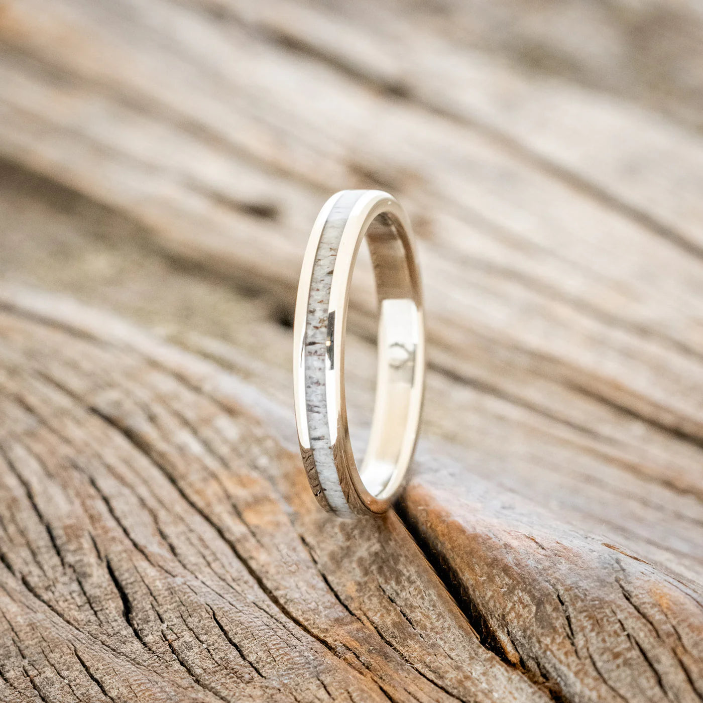"ETERNA" - ANTLER STACKING BAND - 14K WHITE GOLD - SIZE 5 1/4-Staghead Designs
