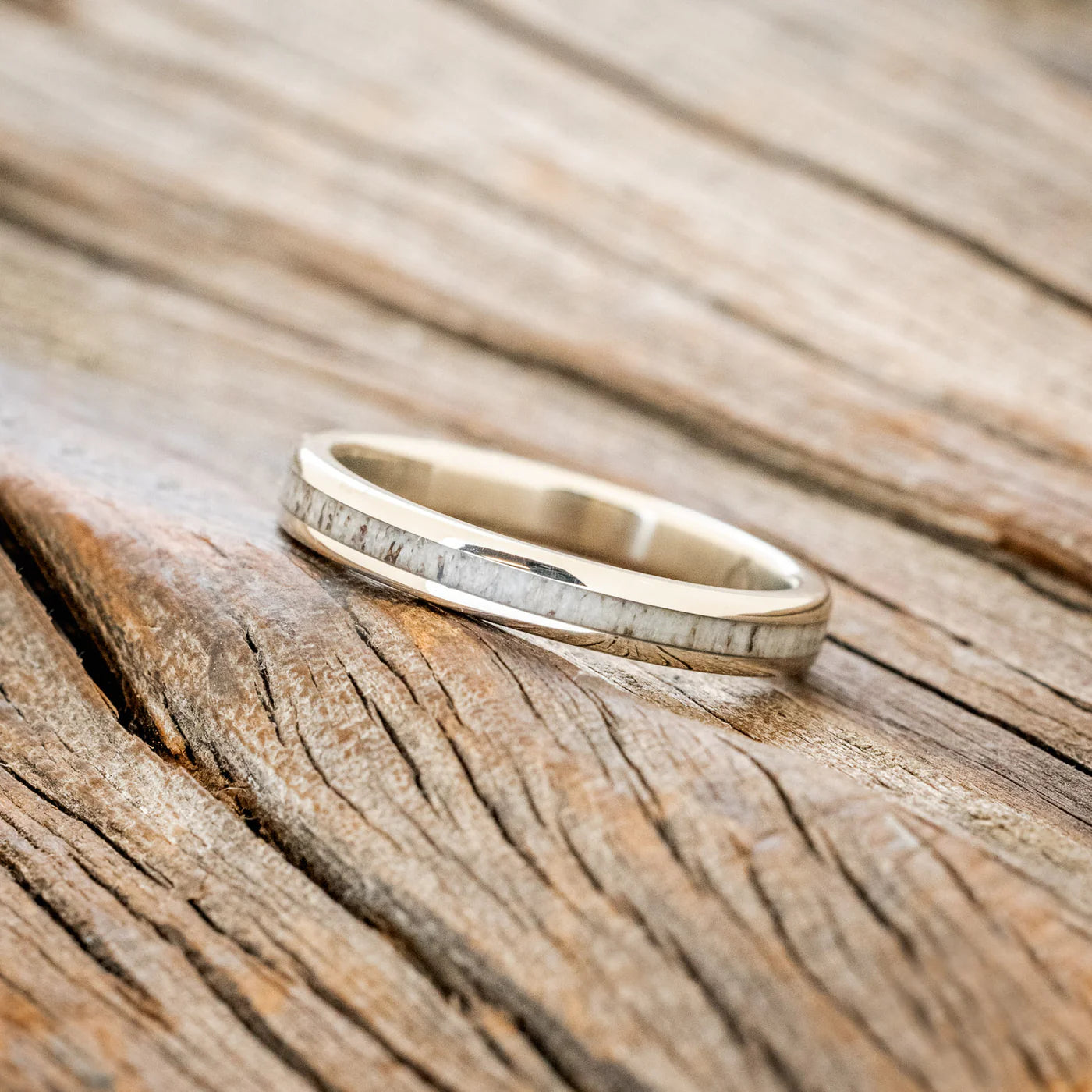 "ETERNA" - ANTLER STACKING BAND - 14K WHITE GOLD - SIZE 5 1/4-Staghead Designs