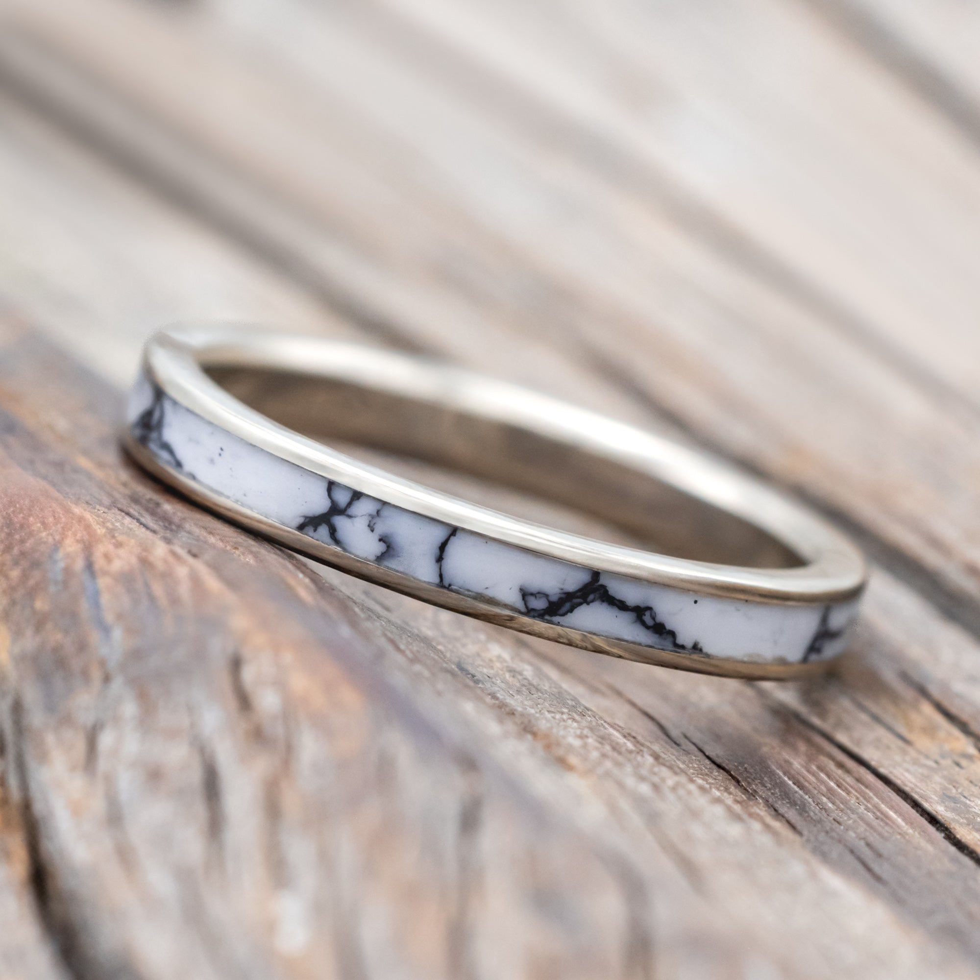 "ETERNA" - WHITE TURQUOISE TRUSTONE STACKING BAND-Staghead Designs