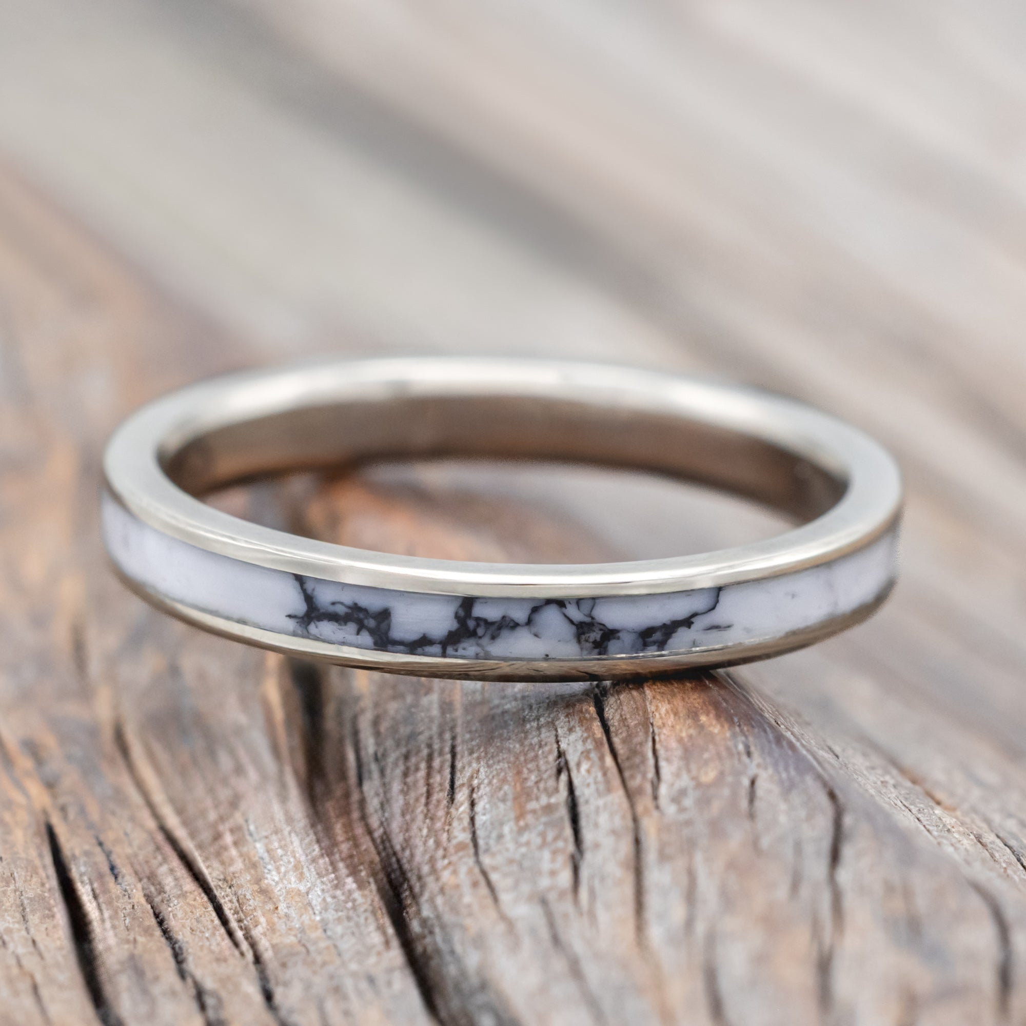 "ETERNA" - WHITE TURQUOISE TRUSTONE STACKING BAND-Staghead Designs