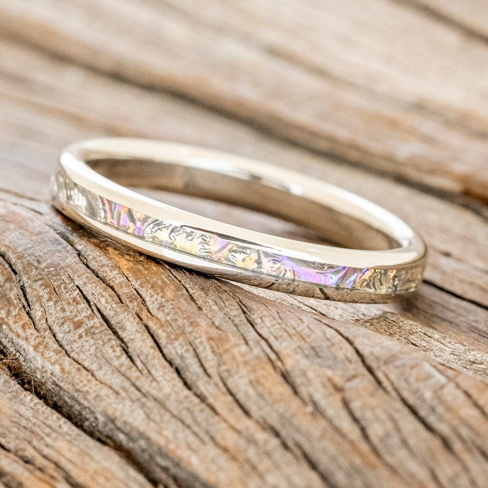"ETERNA" - TITANIUM BURL DICHROLAM STACKING WEDDING BAND-14