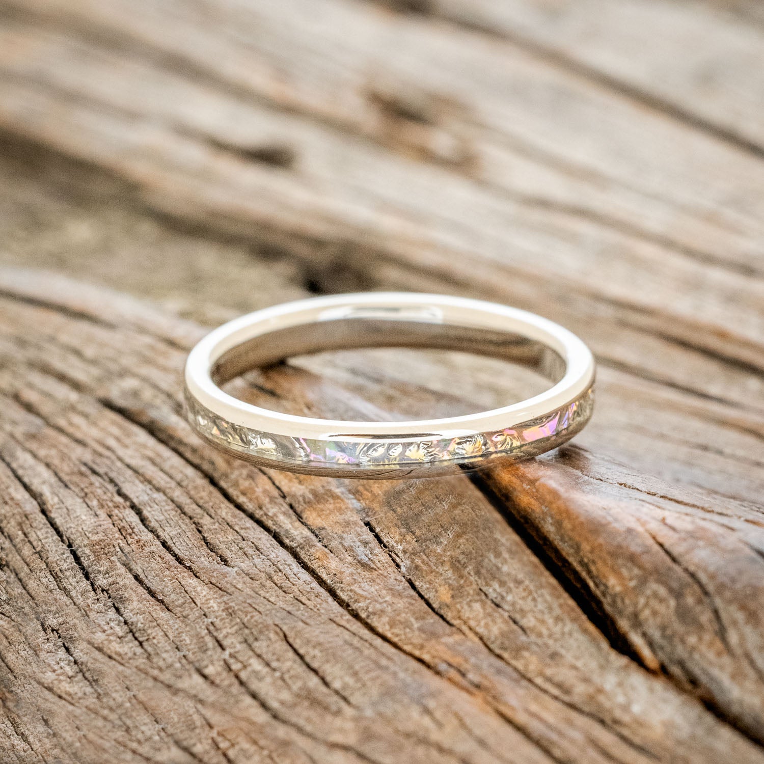 "ETERNA" - TITANIUM BURL DICHROLAM STACKING WEDDING BAND-15