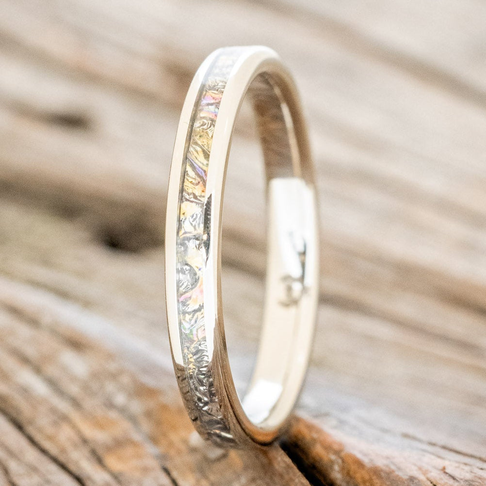 "ETERNA" - TITANIUM BURL DICHROLAM STACKING WEDDING BAND-13