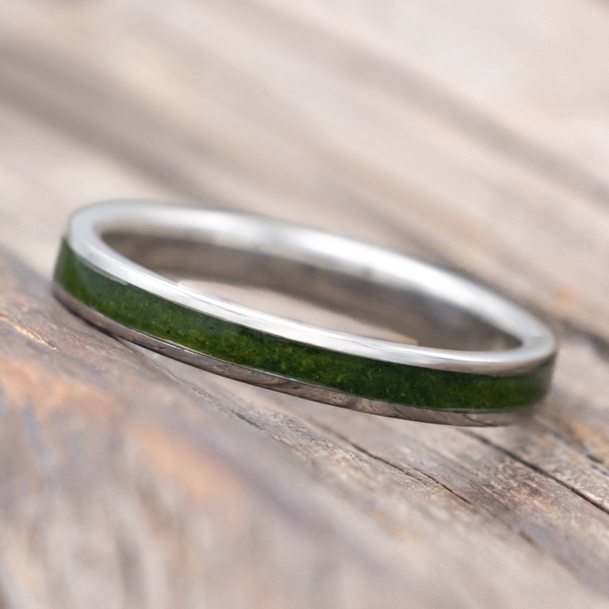 "ETERNA" - MOSS INLAY STACKING BAND-Staghead Designs