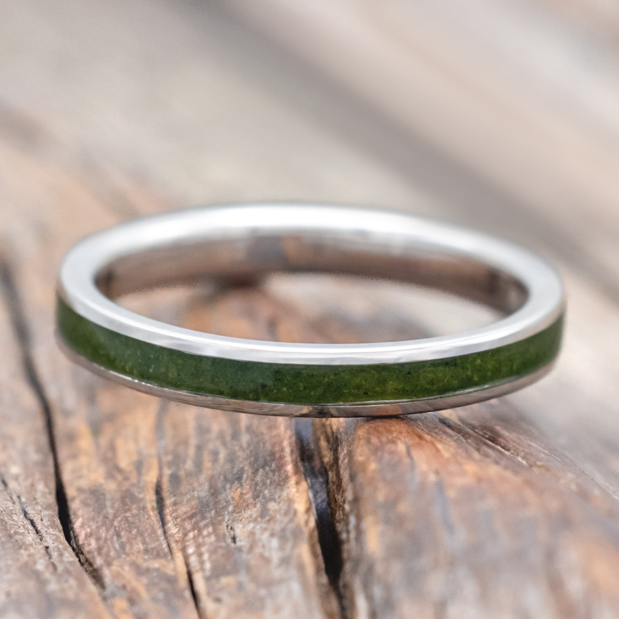 "ETERNA" - MOSS INLAY STACKING BAND-Staghead Designs