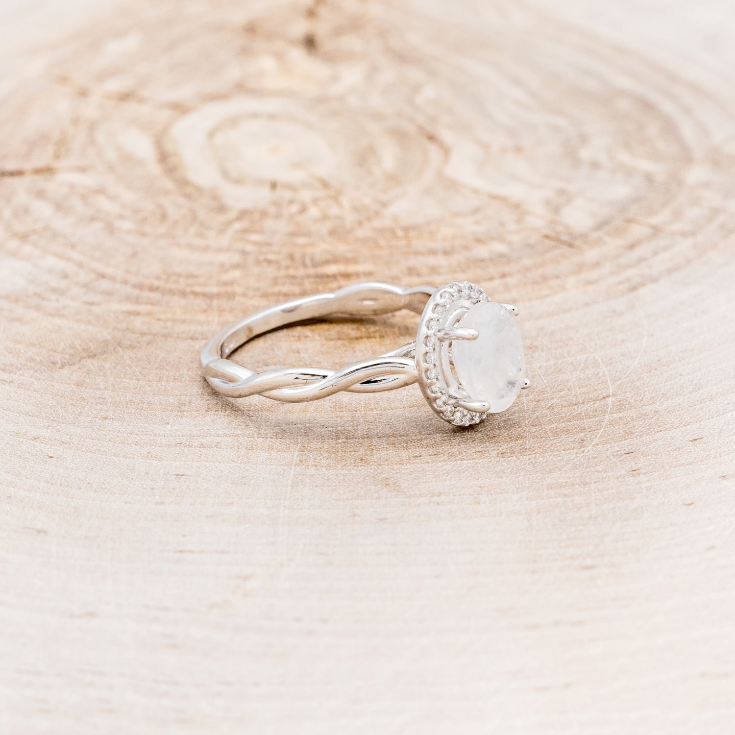 "EVERLEIGH" - OVAL MOONSTONE ENGAGEMENT RING WITH DIAMOND HALO-8