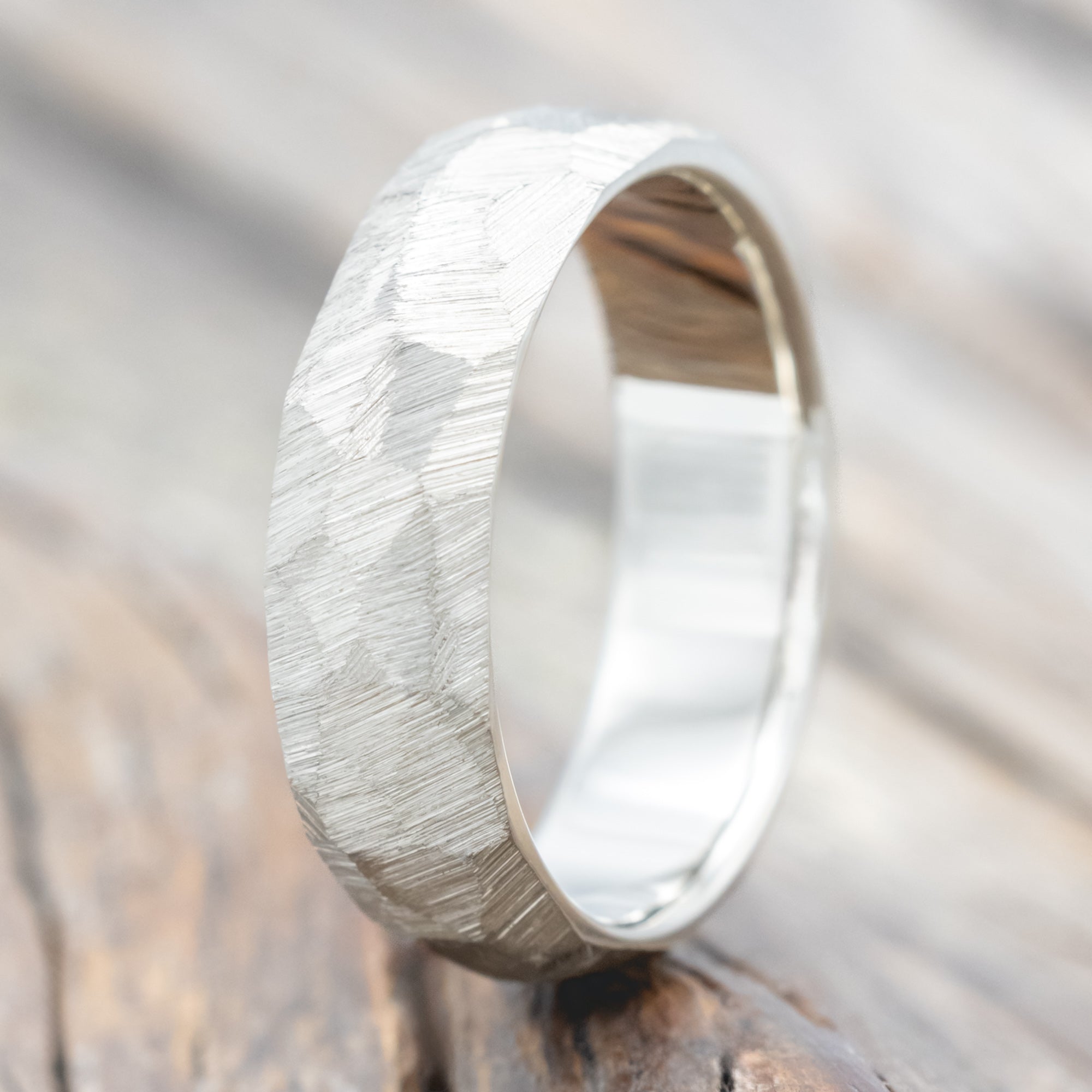 Faceted Wedding Ring With Textured Finish