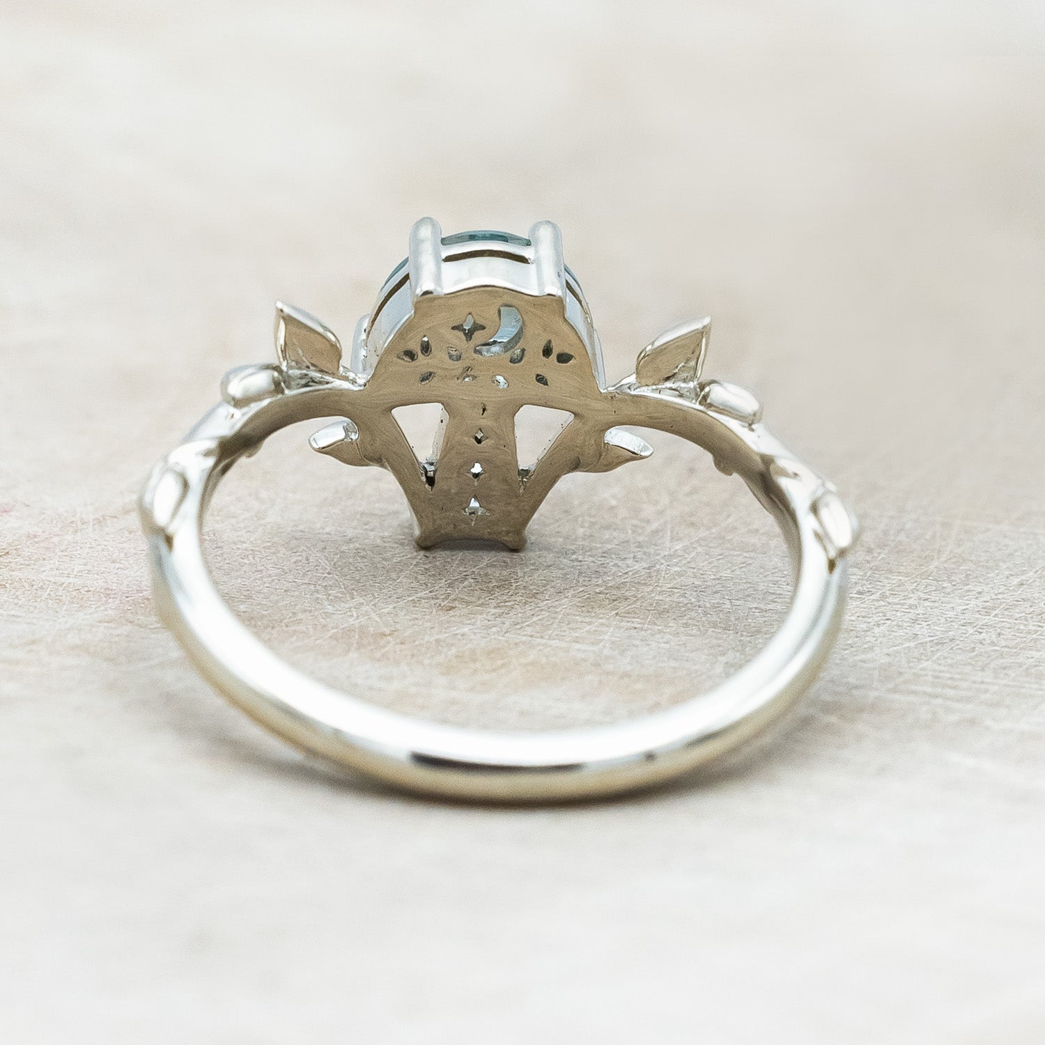"FAE" - MUSHROOM RING WITH MONTANA SAPPHIRE & DIAMOND ACCENT ON A BRANCH-STYLE BAND-Staghead Designs