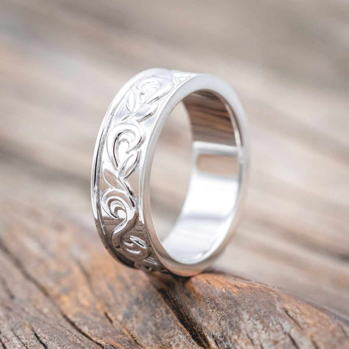 Floral Filigree Men's Engagement Ring with Diamond Accents
