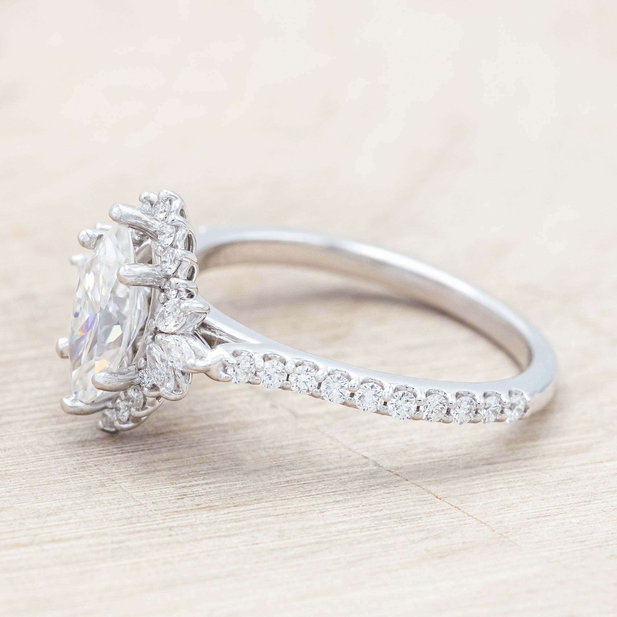 "FRITZI" - MARQUISE CUT MOISSANITE ENGAGEMENT RING WITH DIAMOND ACCENTS-Staghead Designs