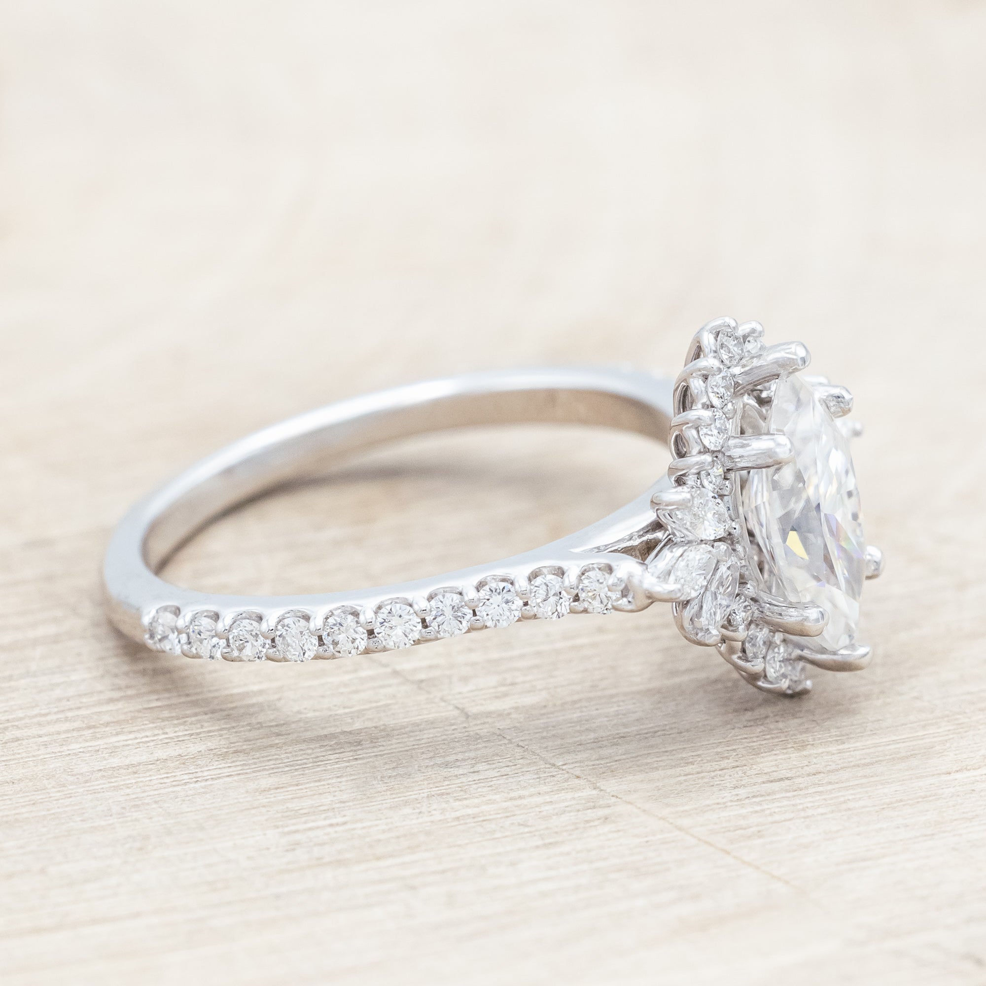 "FRITZI" - MARQUISE CUT MOISSANITE ENGAGEMENT RING WITH DIAMOND ACCENTS-Staghead Designs