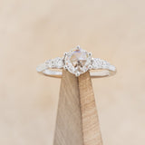 "GEMINI" - ROUND ROSE CUT MOISSANITE ENGAGEMENT RING WITH DIAMOND ACCENTS
