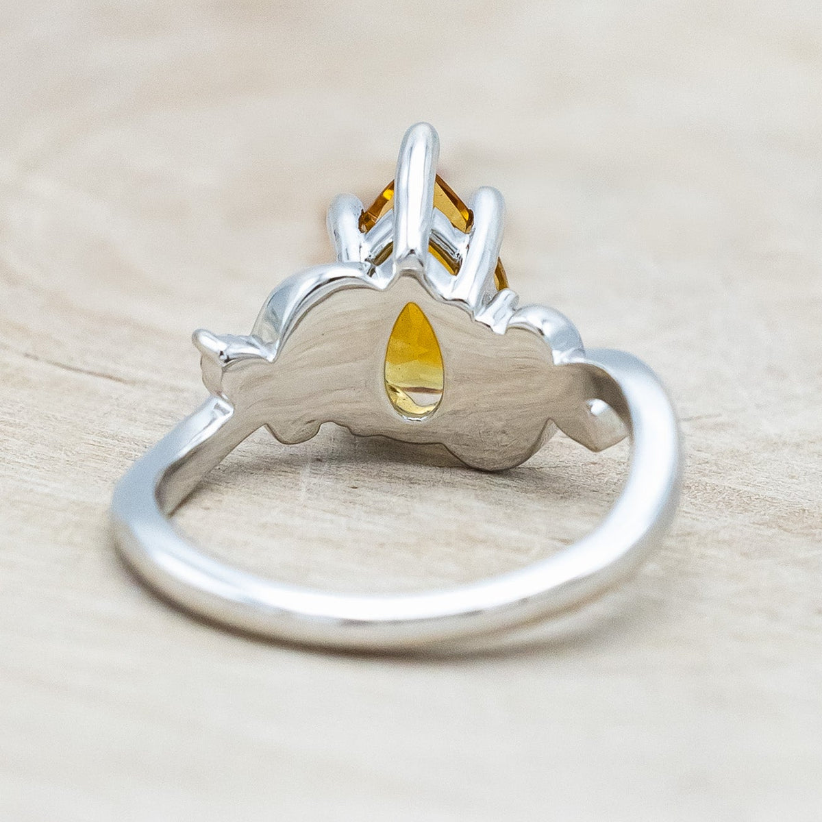 "GLADYS" - PEAR CUT CITRINE ENGAGEMENT RING WITH DIAMOND ACCENTS-Staghead Designs