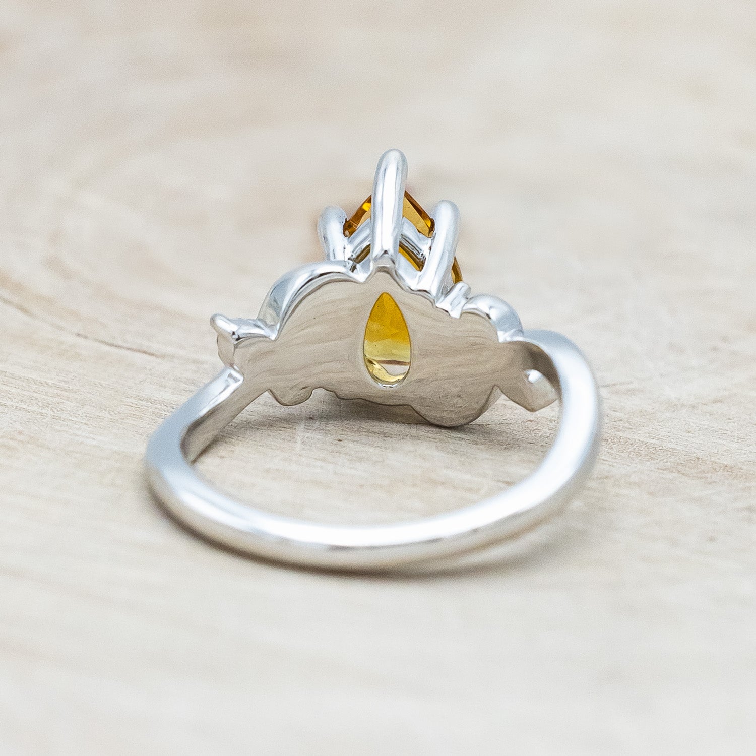 "GLADYS" - PEAR CUT CITRINE ENGAGEMENT RING WITH DIAMOND ACCENTS-Staghead Designs