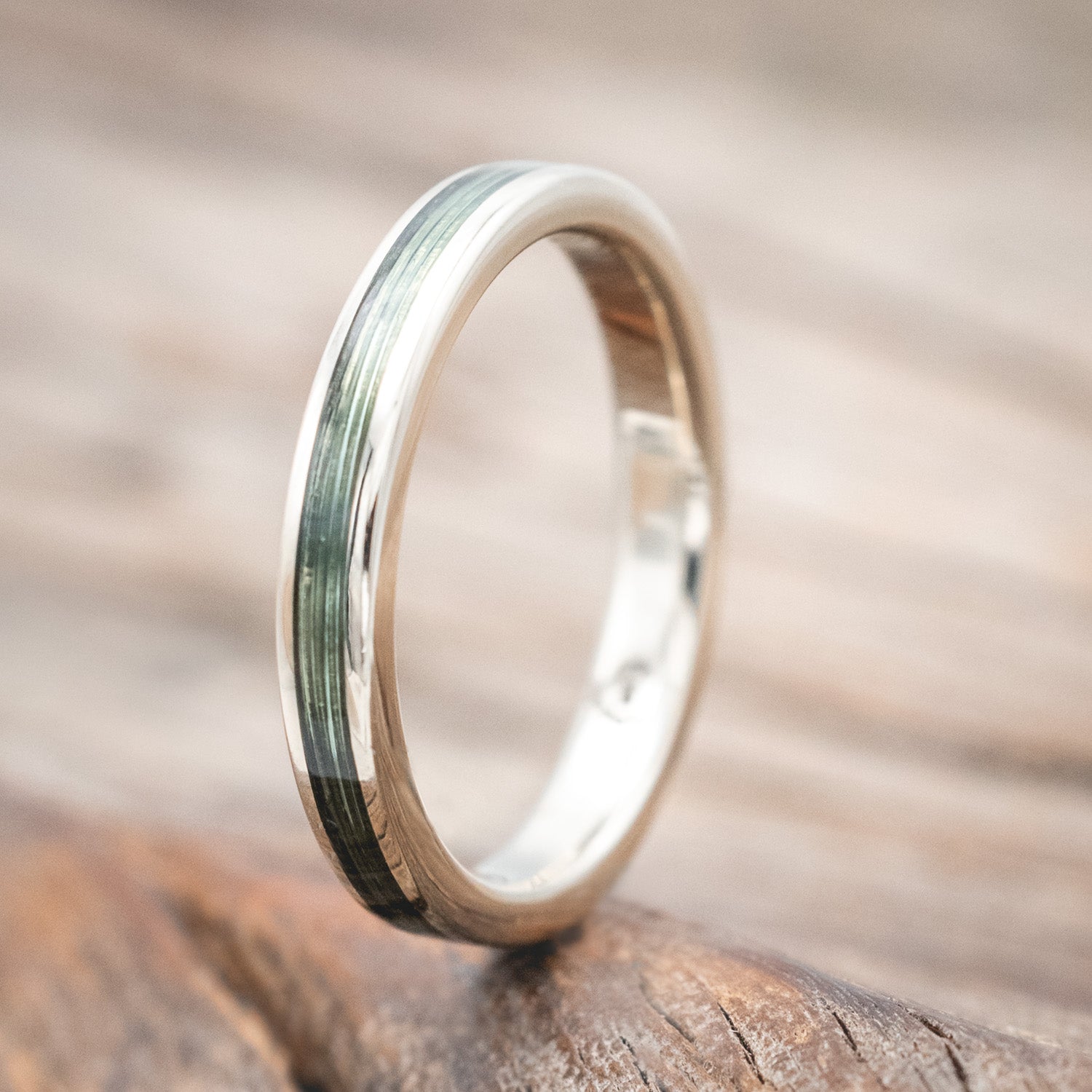 "GLEN" - MATCHING SET OF FISHING LINE & BUCKEYE BURL WOOD WEDDING BANDS-Staghead Designs