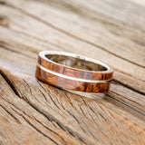 "GOLDEN" - REDWOOD & 14K GOLD INLAY WEDDING BAND-2