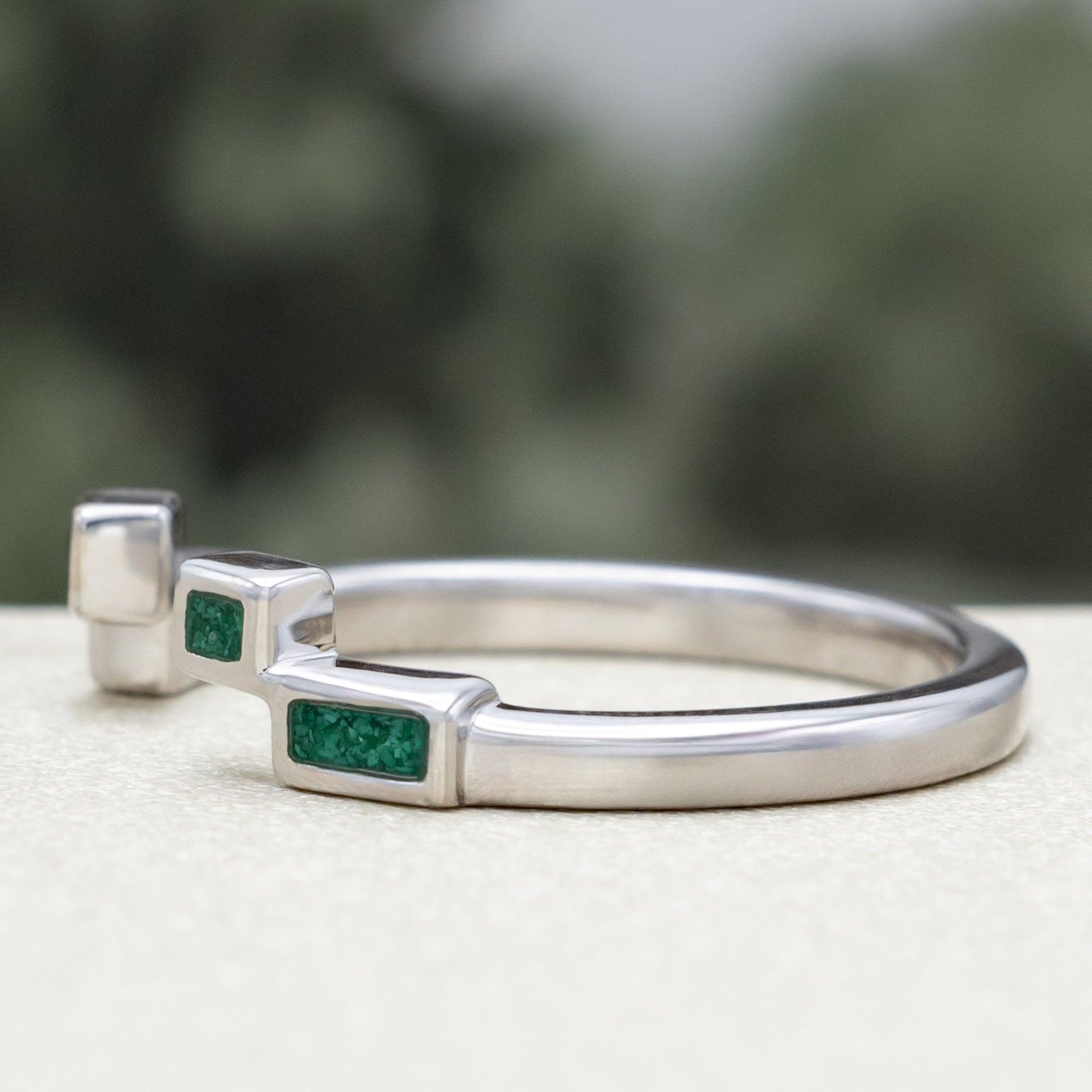 "Greta" - Emerald Cut Moissanite Engagement Ring With Wedding Bands-Staghead Designs