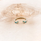 "GRETA" - BRIDAL SUITE - EMERALD CUT MOISSANITE ENGAGEMENT RING WITH TURQUOISE STACKING BANDS