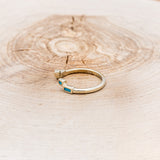 "GRETA" - BRIDAL SUITE - EMERALD CUT MOISSANITE ENGAGEMENT RING WITH TURQUOISE STACKING BANDS