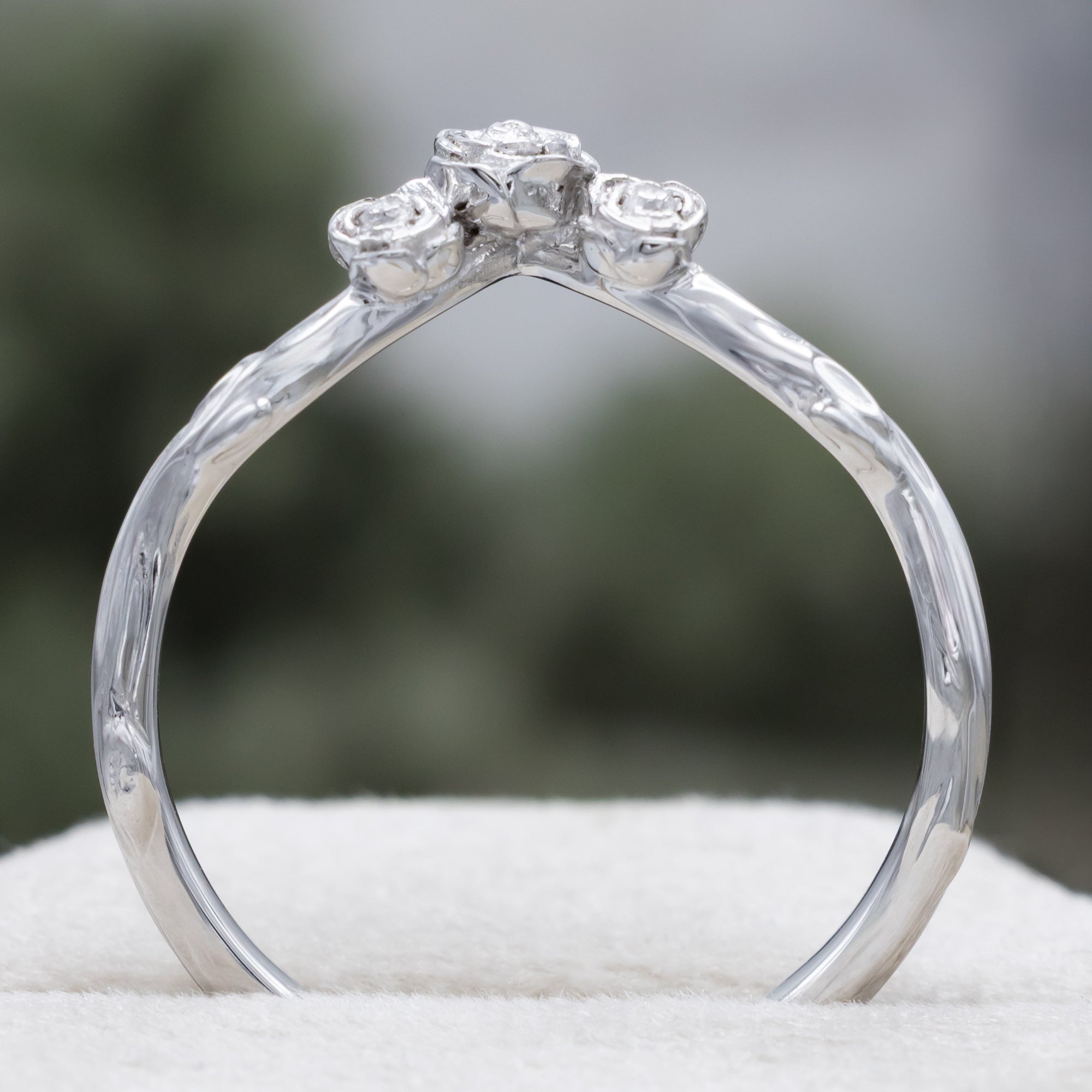 "Harlow" - Pear Cut Moonstone Women's Engagement Ring With Salt & Pepper Diamond Accents & Tracer-Staghead Designs