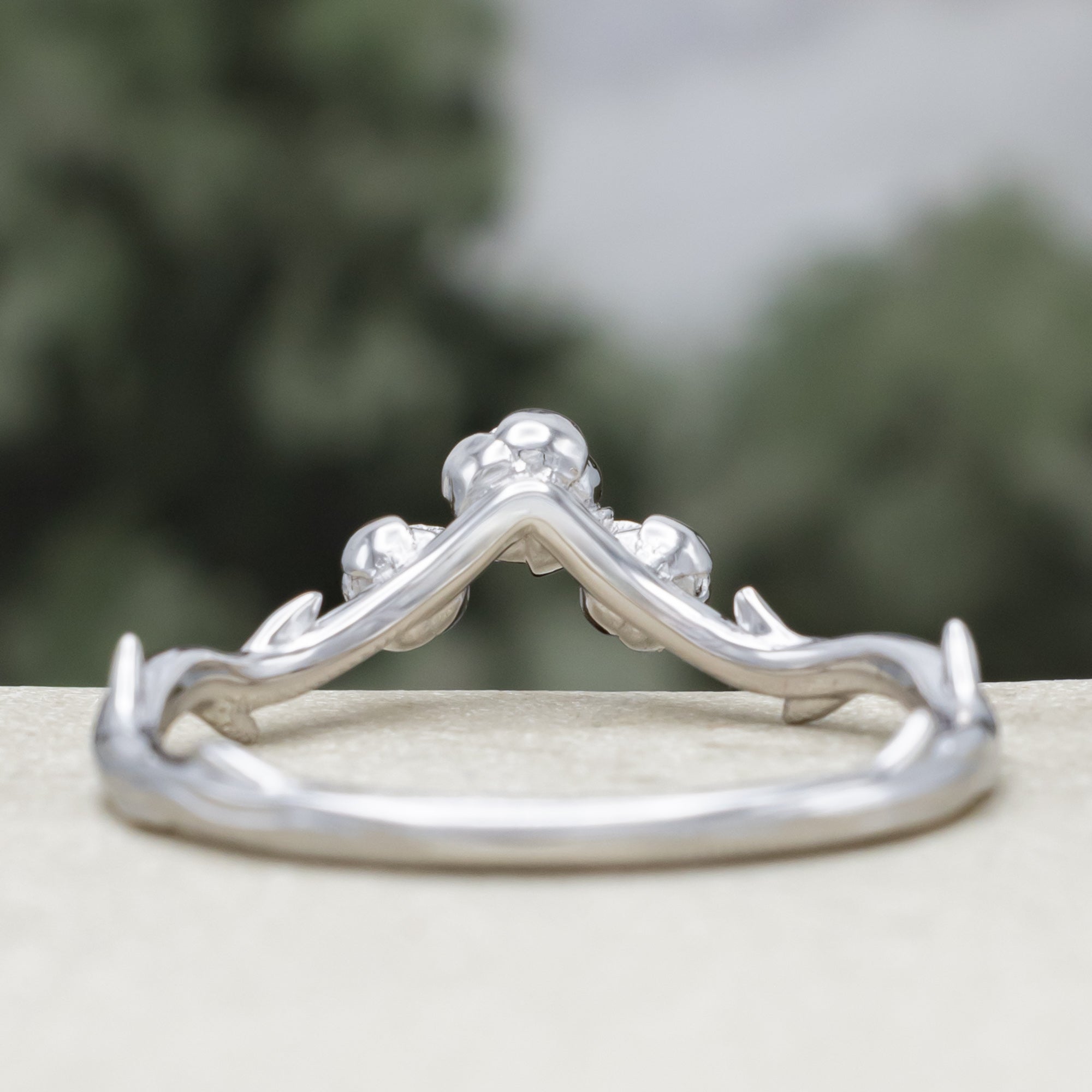 "Harlow" - Pear Cut Moonstone Women's Engagement Ring With Salt & Pepper Diamond Accents & Tracer-Staghead Designs
