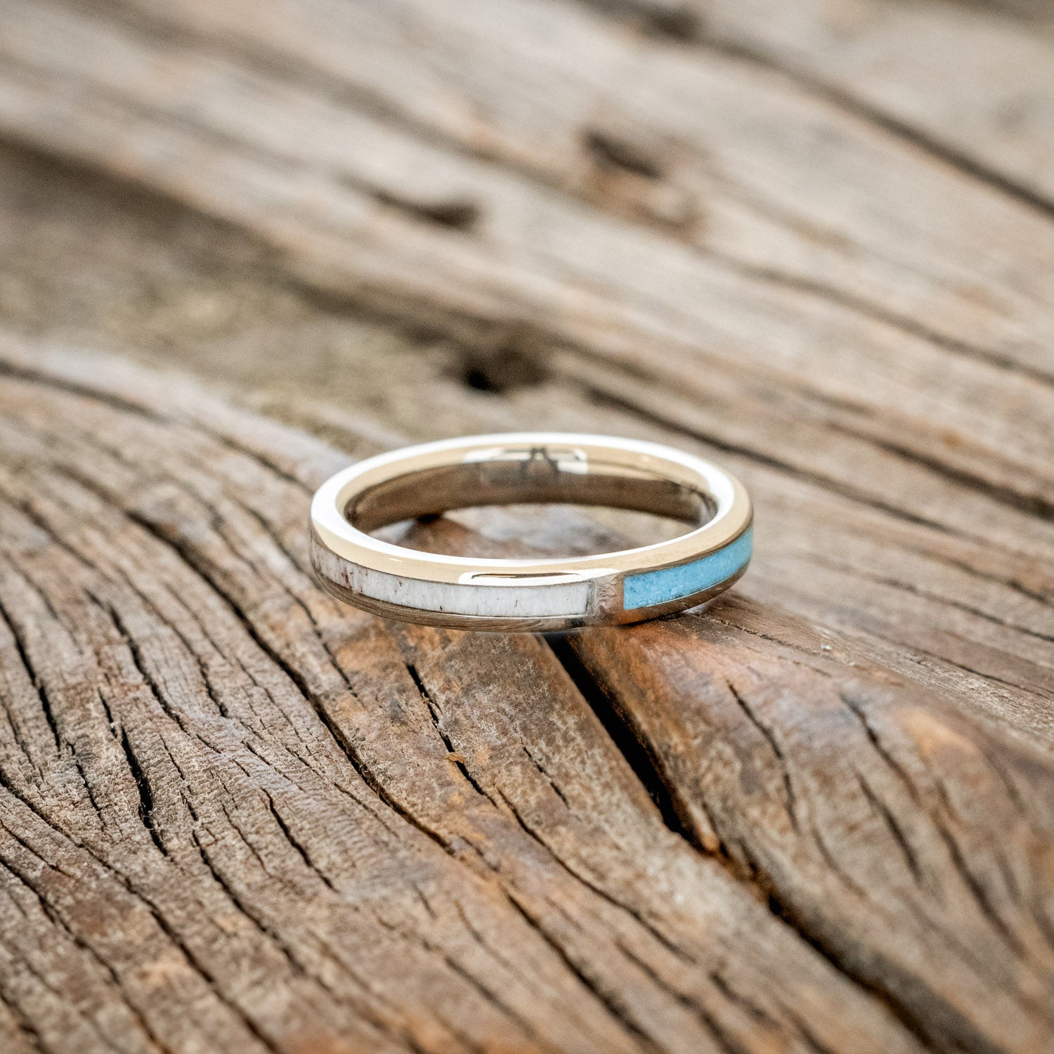"HARMONY" - TURQUOISE & ANTLER SPLIT STACKING BAND-3