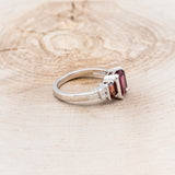 "HAZEL" - EMERALD CUT LAB-GROWN RUBY ENGAGEMENT RING WITH GARNET & DIAMOND ACCENTS-2