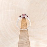 "HAZEL" - EMERALD CUT LAB-GROWN RUBY ENGAGEMENT RING WITH GARNET & DIAMOND ACCENTS-6