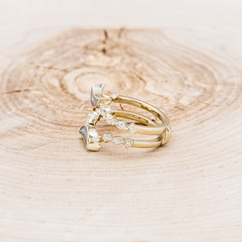 EZRA - WHISKEY BARREL OAK WITH DIAMOND DUST WEDDING RING – Staghead Designs