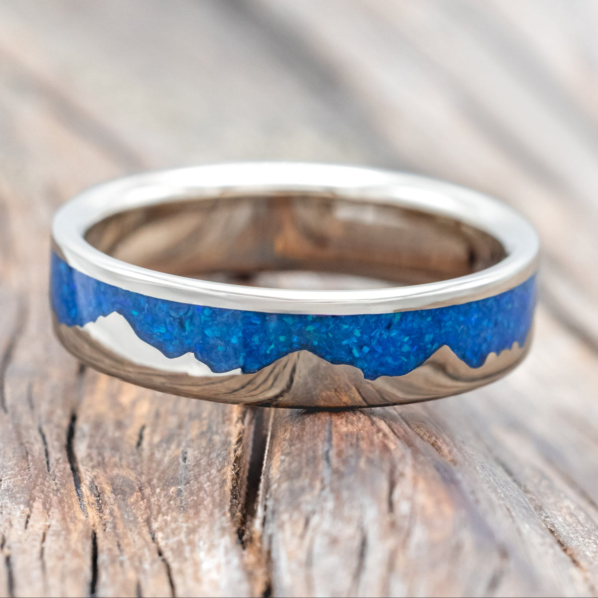 "HELIOS" - BLUE OPAL MOUNTAIN RANGE WEDDING BAND-Staghead Designs