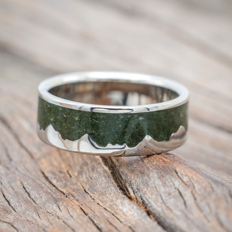 "HELIOS" - MOSS MOUNTAIN RANGE WEDDING BAND-Staghead Designs