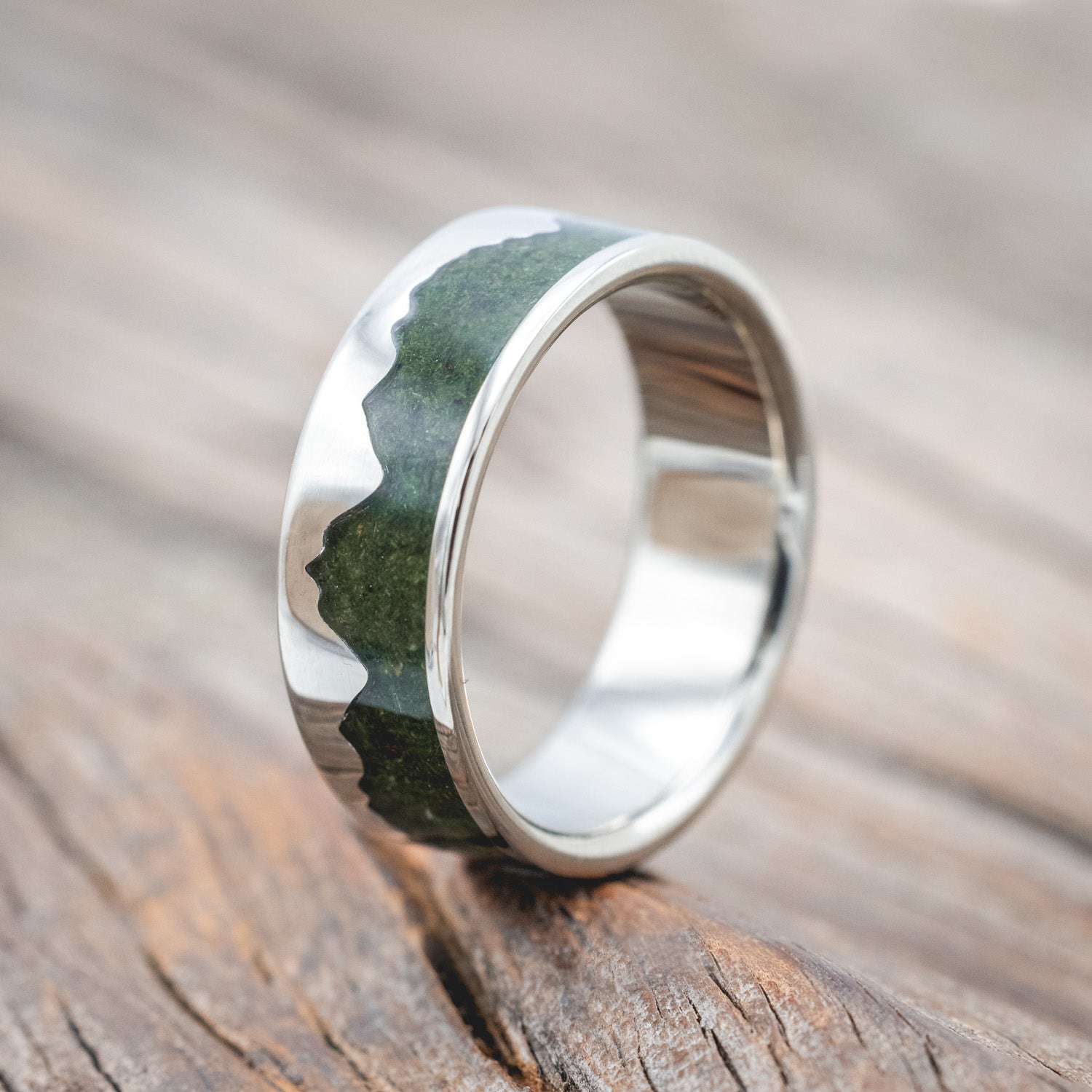 "HELIOS" - MOSS MOUNTAIN RANGE WEDDING BAND-Staghead Designs