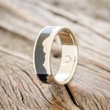 "HELIOS" - MOUNTAIN RANGE WEDDING BAND WITH JET STONE INLAY-2