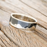 "HELIOS" - MOUNTAIN RANGE WEDDING BAND WITH JET STONE INLAY-1