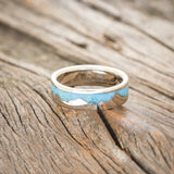 "HELIOS" - MOUNTAIN RANGE WEDDING BAND WITH TURQUOISE-3