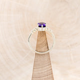 "NERIDA" - ELONGATED HEXAGON AMETHYST ENGAGEMENT RING WITH DIAMOND ACCENTS & TRACER-12